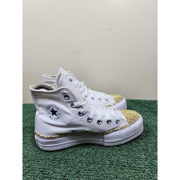 Converse by You Chuck Taylor All Star Platform Rhinestone Bling Womens 5.5 Shoes - Picture 2 of 12